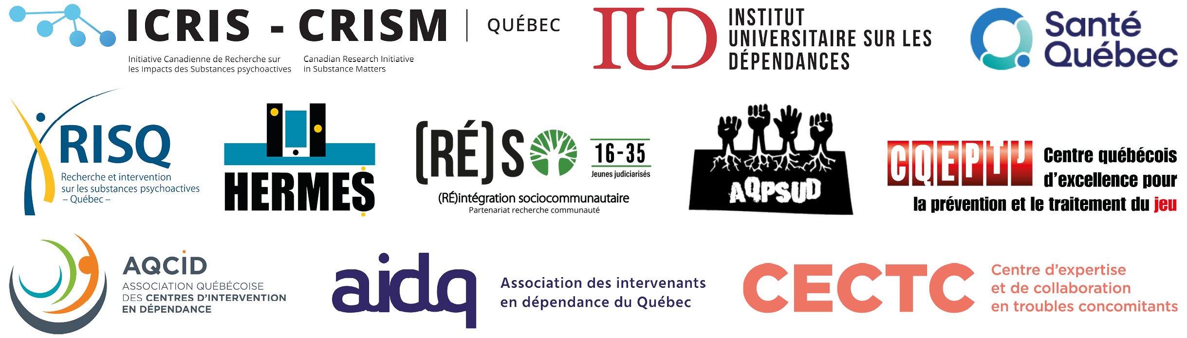Logos des partenaires du Sommet sur les dépendances 2027